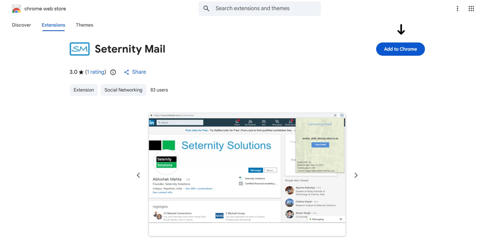 Install the Seternity Chrome Extension